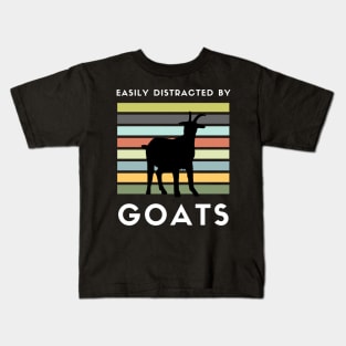 Easily Distracted By Goats Funny Saying Gift Idea for Goat Lovers Kids T-Shirt